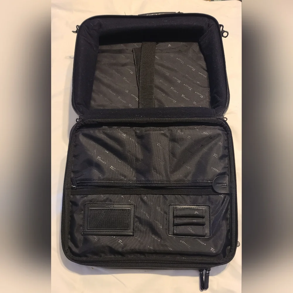 Targus CUN1 Leather Top Load Universal Laptop Briefcase Bag Black Case VGC USED